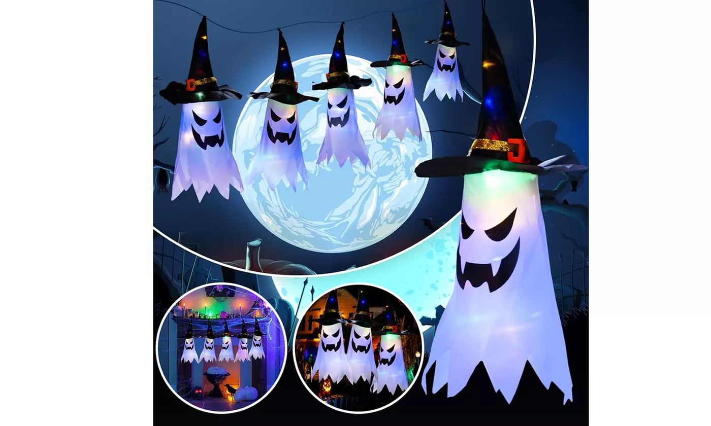 Halloween Light Up Hanging Glowing Ghost Pumpkin Flying Ghost Decoration