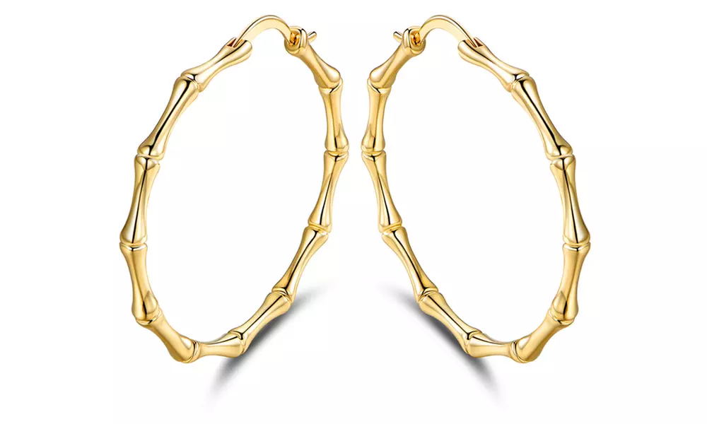 Gold Bamboo Hoop Earrings