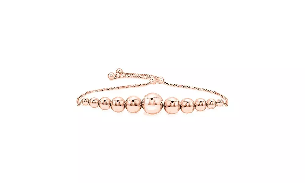 Italian Sterling Silver Adjustable Graduated Bracelet in 18k Gold or 18K Rose  - Primary Image