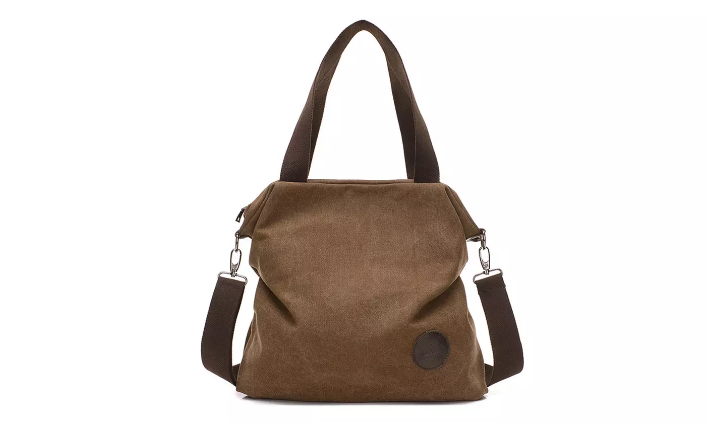 Women Retro Multi-pocket Canvas Shoulder Bag Handbag Tote Purse