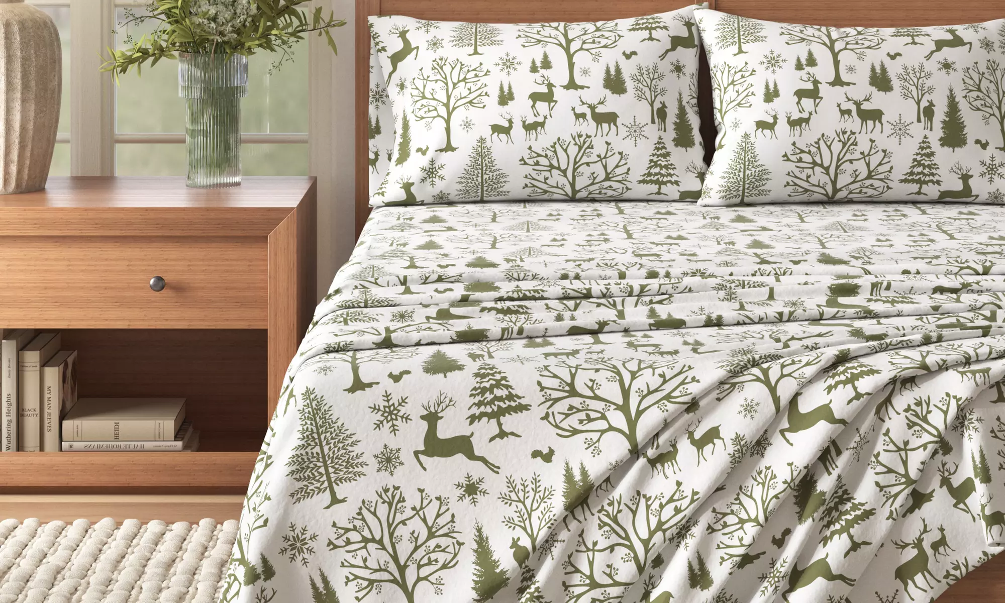 Nature Print Turkish Cotton Flannel Sheet Set