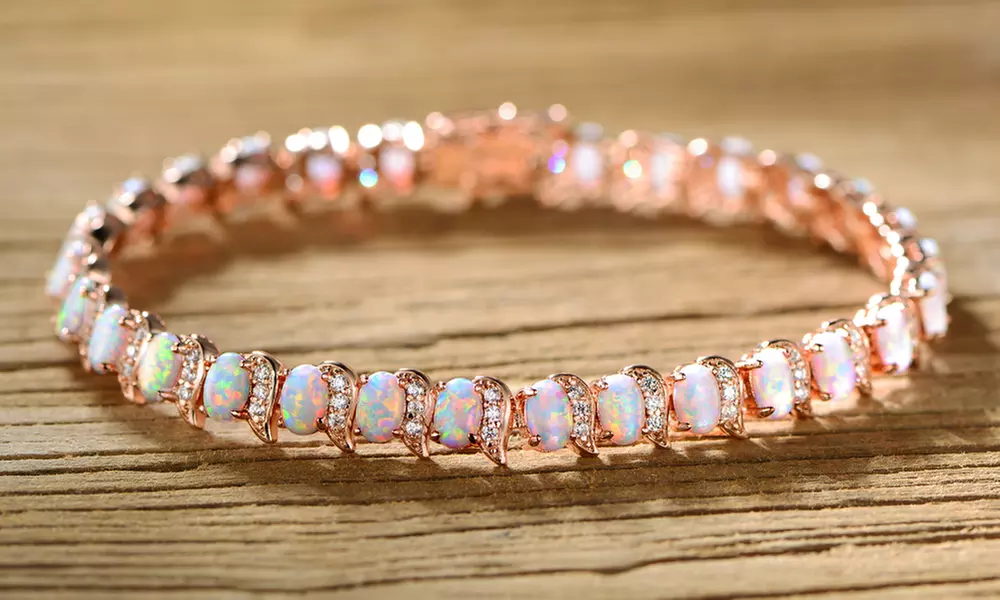 Fire Opal Wave Tennis Bracelet by Peermont - Primary Image