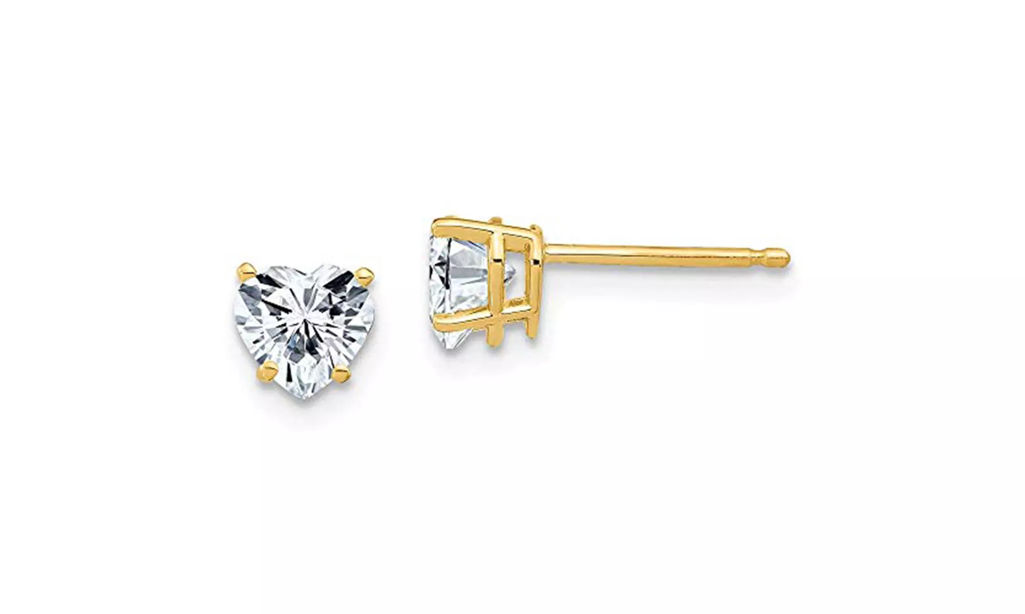14k Yellow Gold Plated 1 Carat Heart Shape Moissanite Stud Earrings