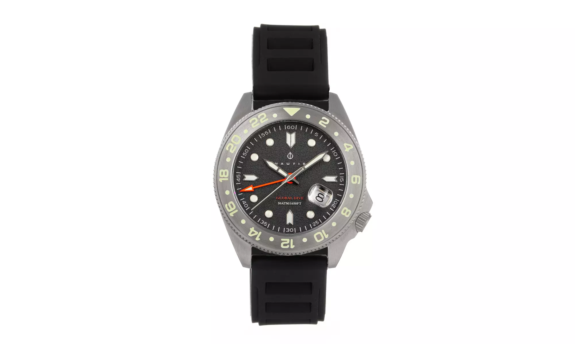 Nautis Global Dive Rubber-Strap Watch w/Date - Primary Image