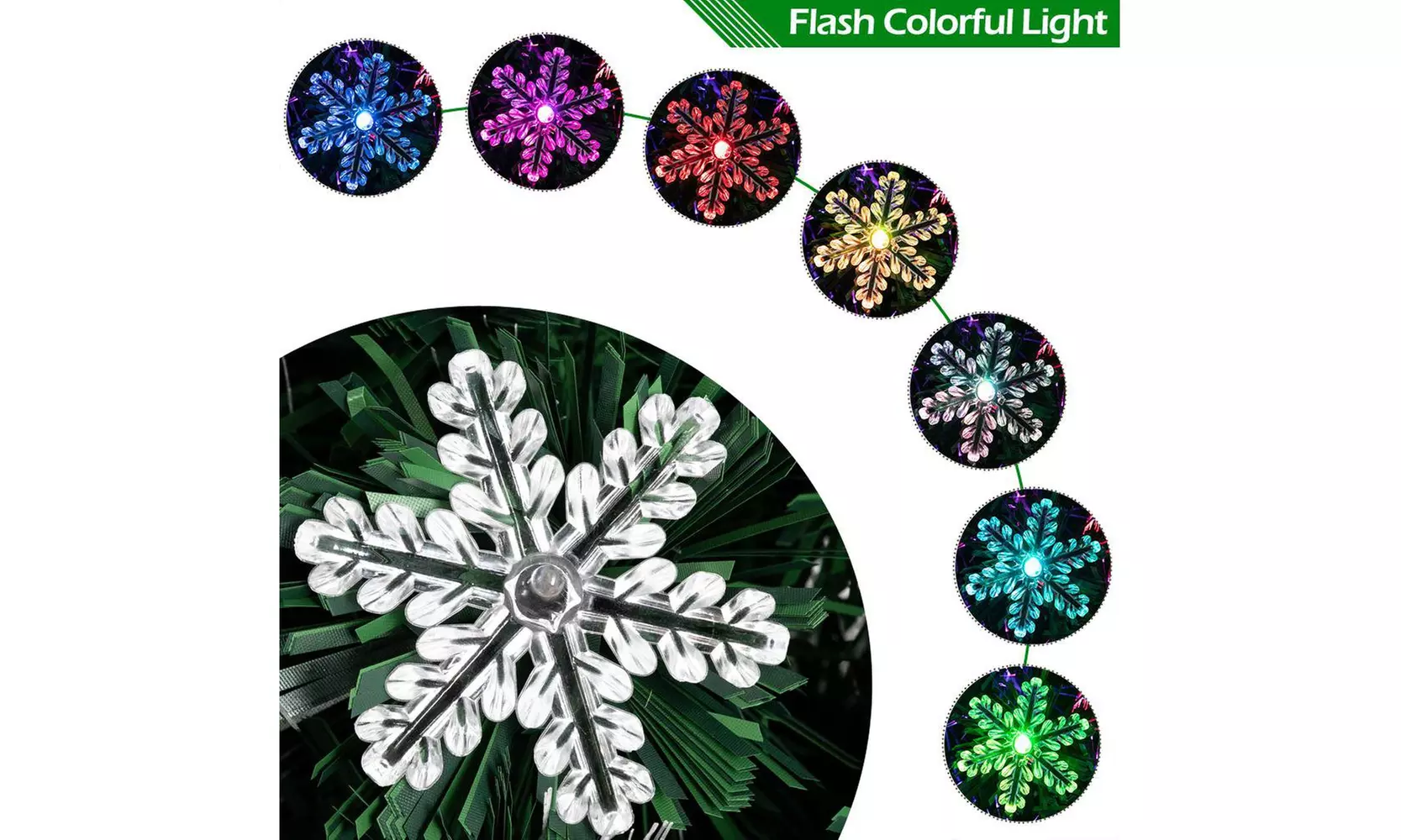 7 FT Artificial Pre-lit Fiber Christmas Tree Optic LED Lights with Iron Stand
