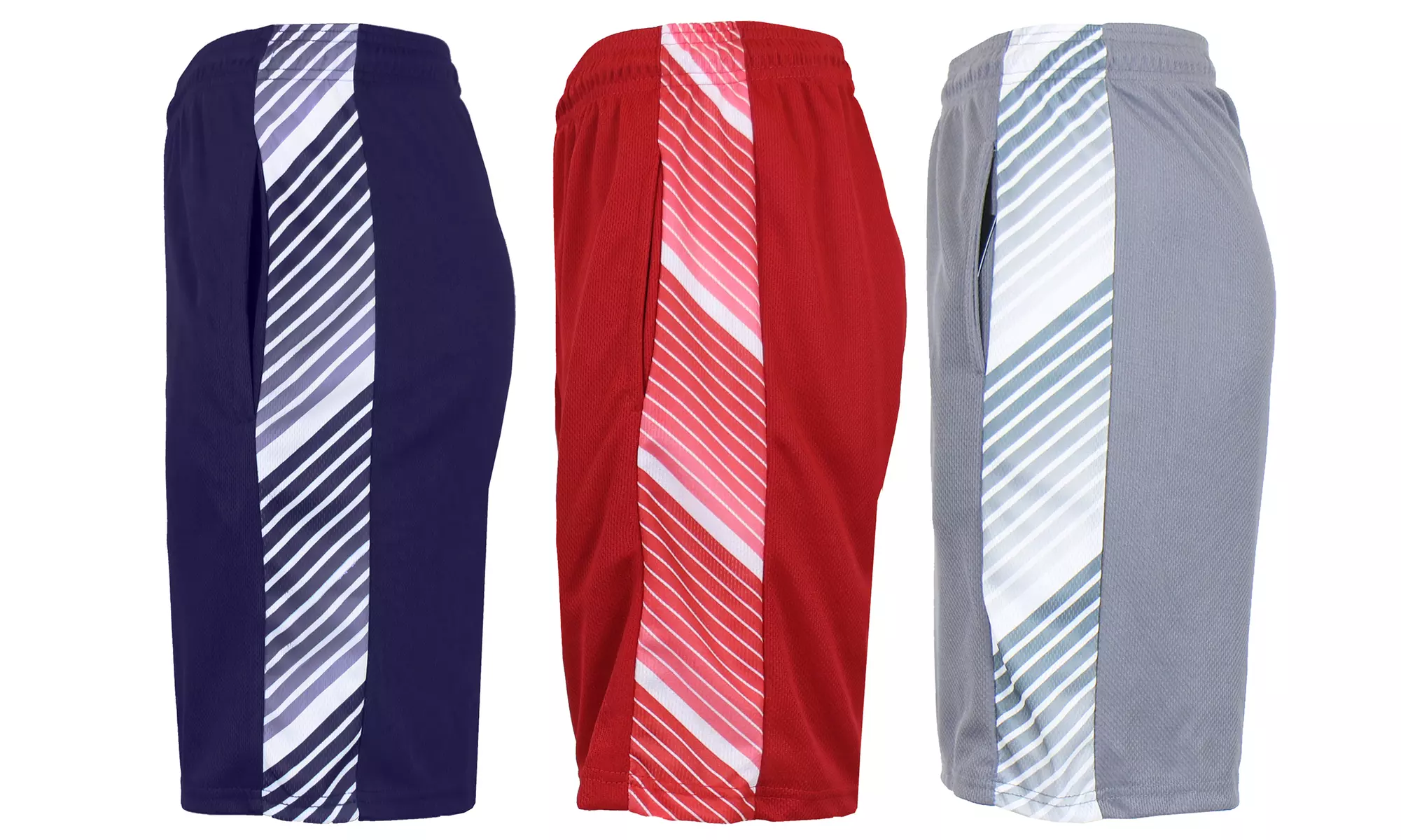(3-Pack) Men's Moisture Wicking Performance Mesh Shorts With Side Trim Design