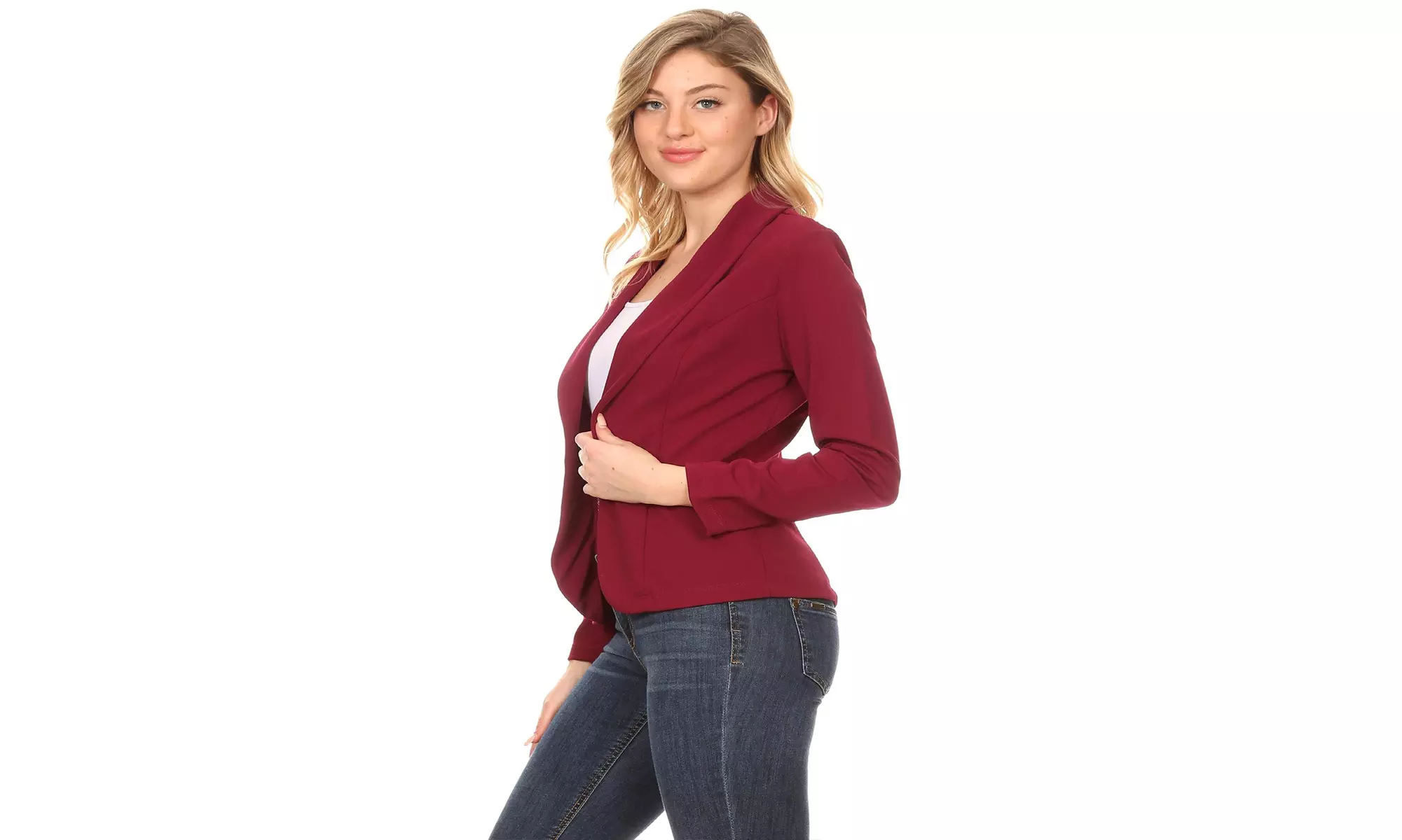 Women's Office Work Long Sleeve Open Front Blazer Style Cardigan with Plus