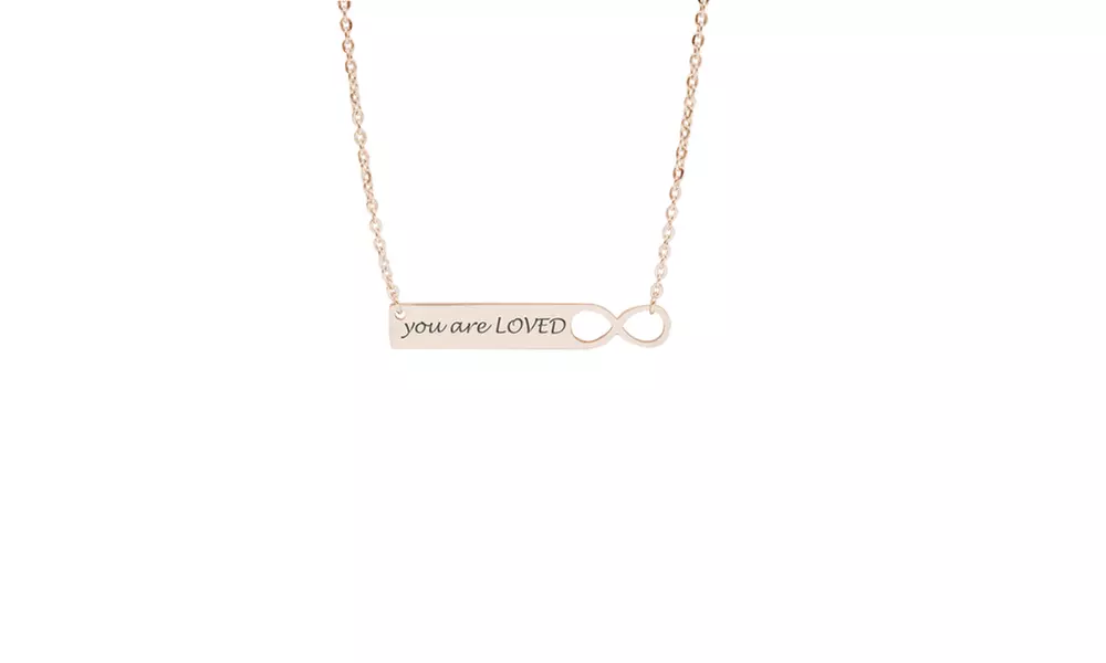 Pink Box Solid Stainless Steel Infinity Bar Necklace in Gold - Primary Image
