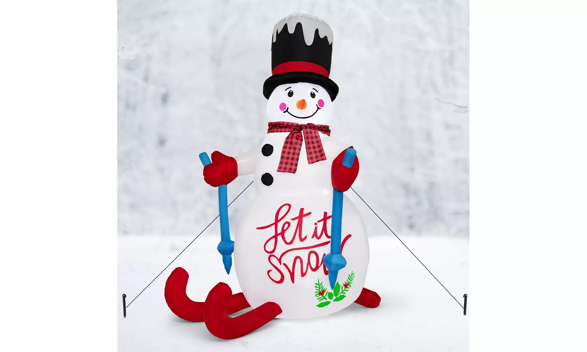 Costway 6FT Inflatable Christmas Skiing Snowman Blow up Party Decor LED Lights