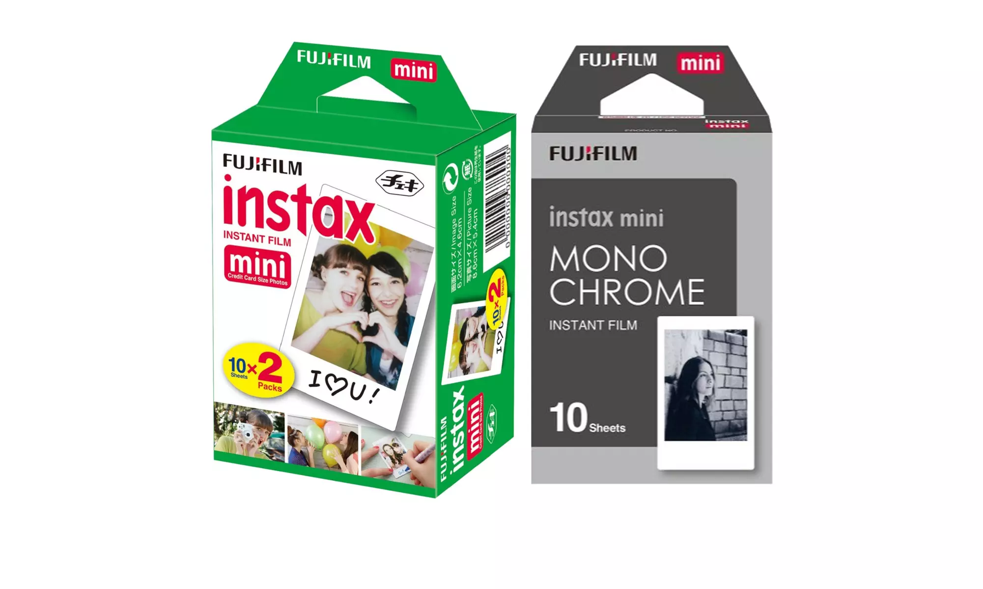 Fujifilm Instax Mini Instant Film 2 Pack Bundle Twin Pack and Monochrome