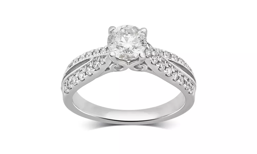 Brilliant Diamond 1 1/4 Cttw Round Diamond Engagement Ring 14K Gold Jewelry - Primary Image