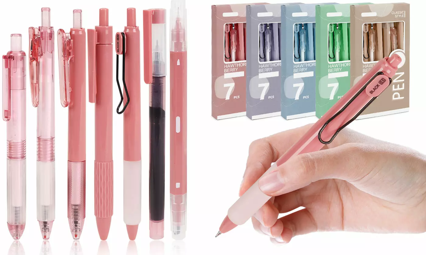 Pastel Gel Pens Set Cute Retractable 0.5mm Fine Point Smooth Writing Pens 7Pcs