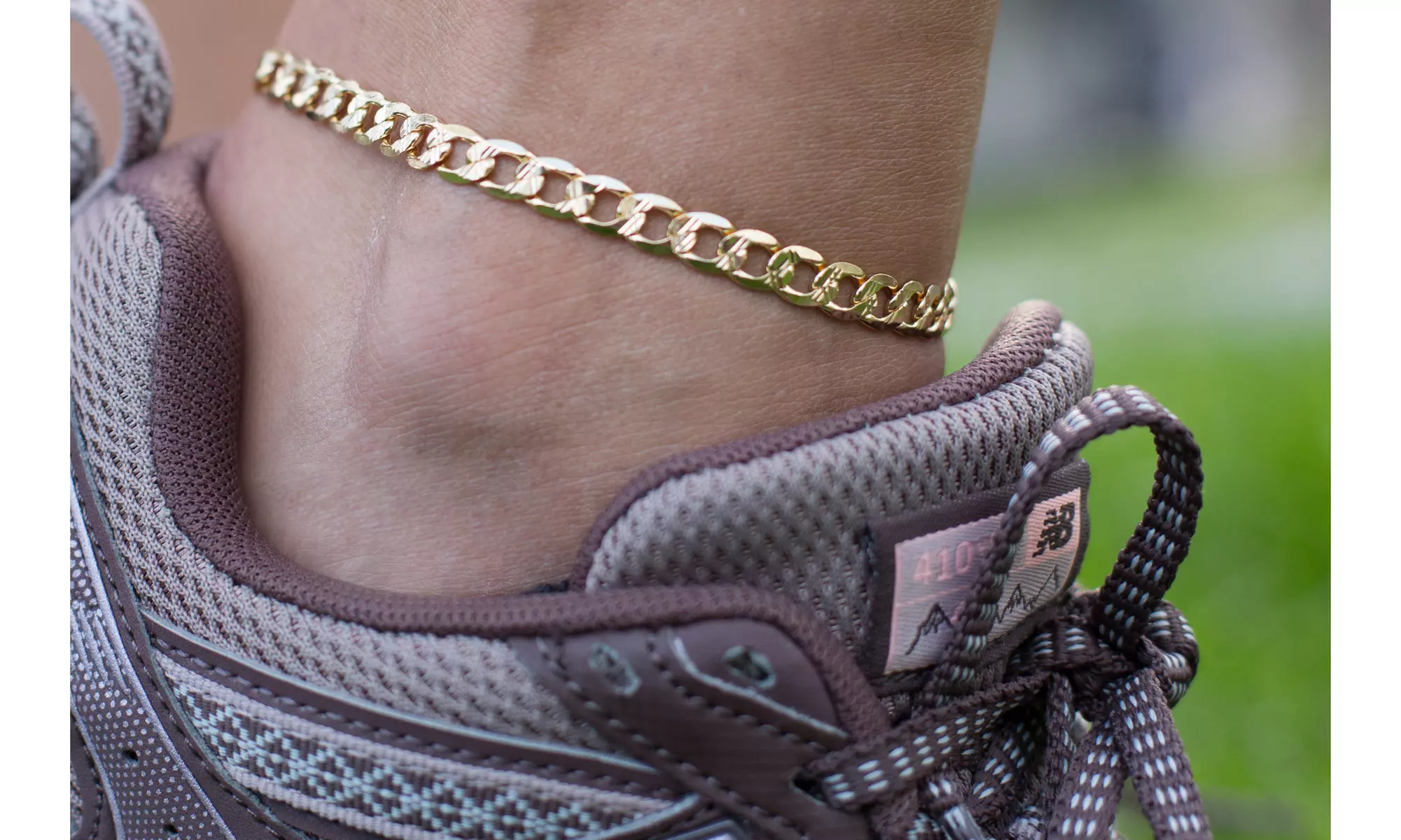 18k Gold Plated Curb Chain Anklet - Primary Image