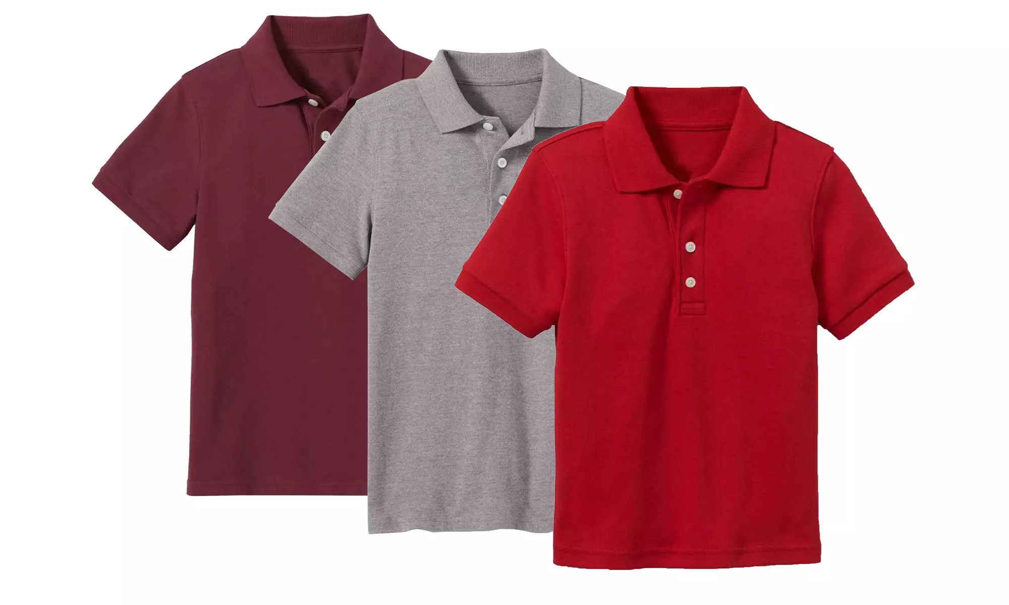 3-Pack Boy's Short Sleeve School Uniform Pique Polo Shirts (Sizes, 4-20)