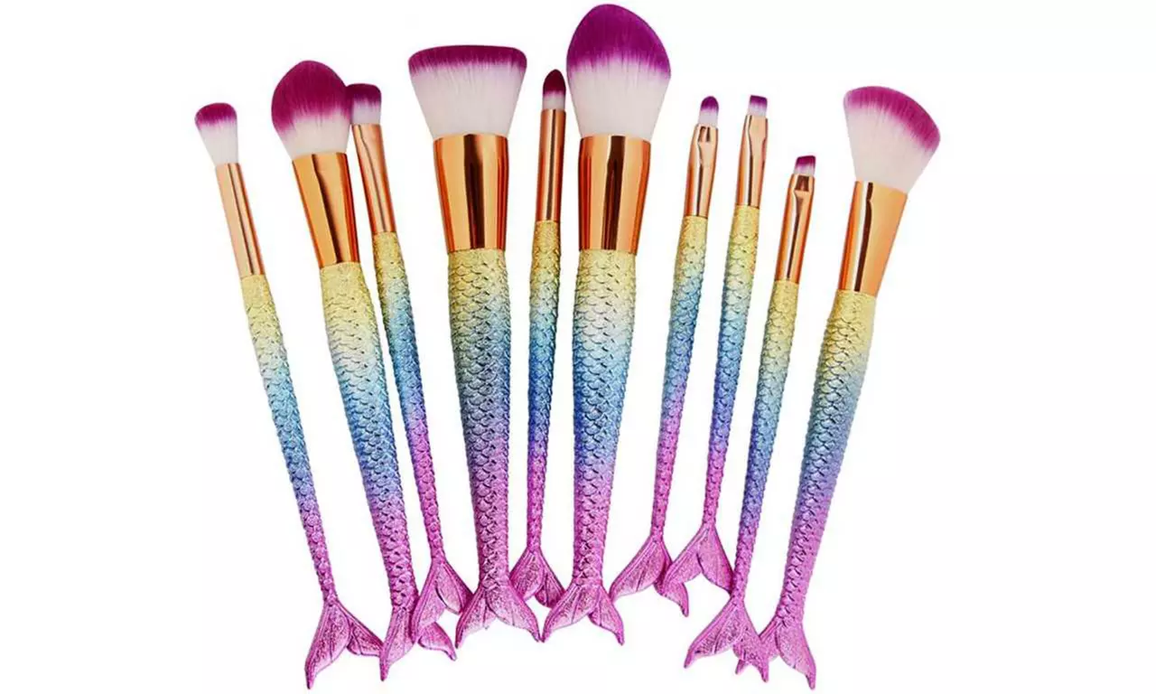 Professional Mermaid Cosmetic Makeup Brush Set (10-Piece) - Primary Image