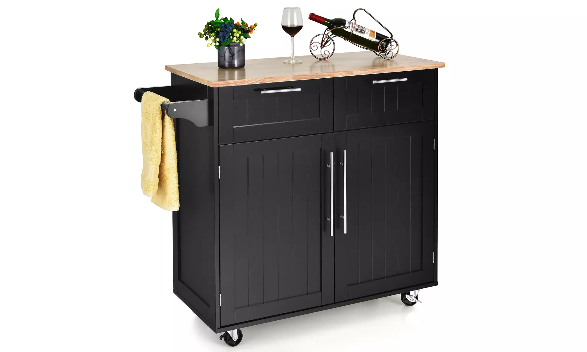Costway Rolling Kitchen Cart Island Heavy Duty Storage Trolley Cabinet - Primary Image