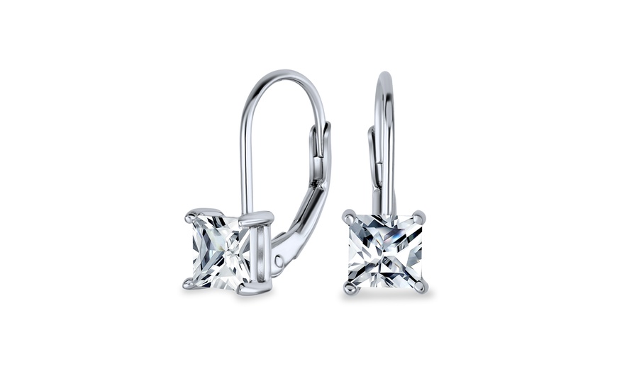 sterling silver square cubic zirconia earrings