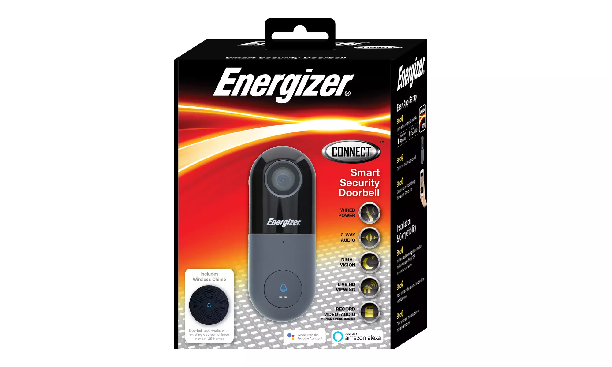 Energizer Connect 720P Smart Video Doorbell W/ wireless Chime - Primary Image