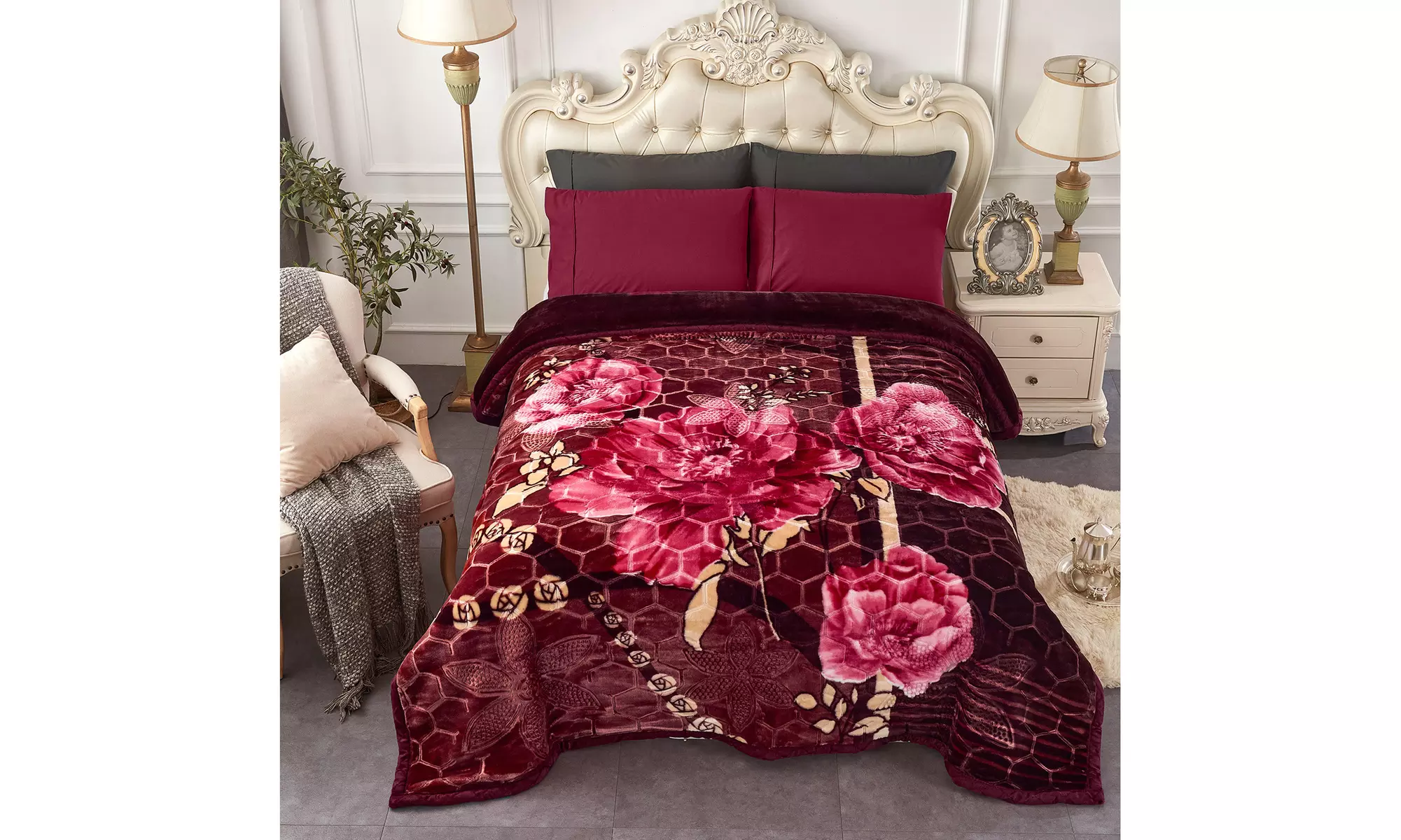JML Heavy Fleece Blanket,2 Ply Printed Bed Blanket For King Size,85"x93",10Lb