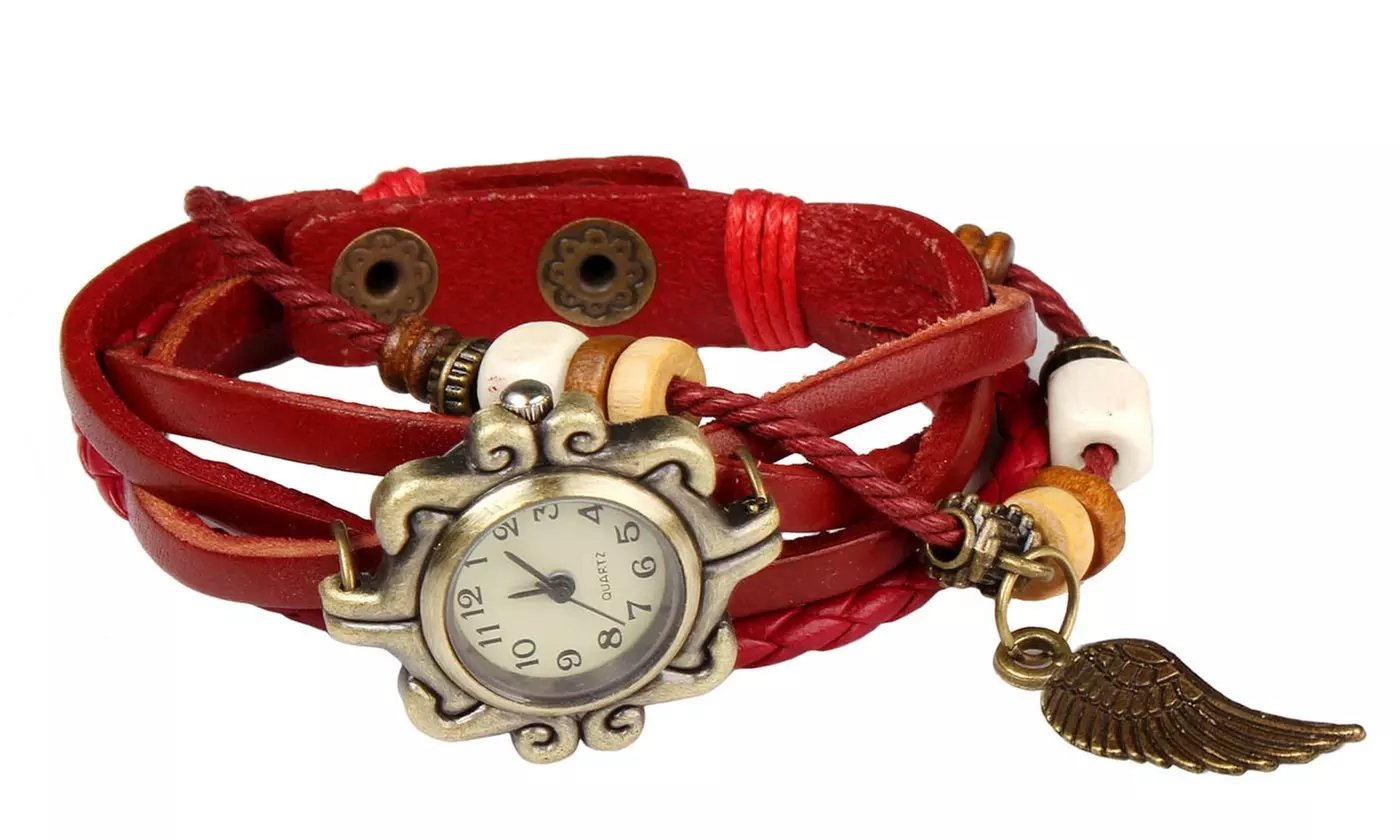Women's Vintage Bohemian Vegan Leather Watch  (Charm And Color Choices)