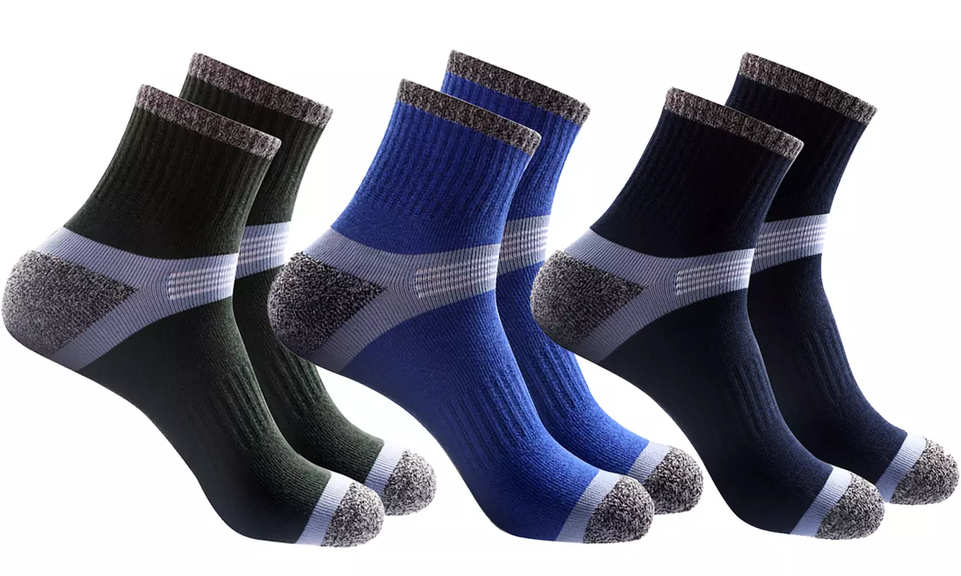 Men's Cotton Athletic Quarter Crew Socks (3 or 6 Pairs)