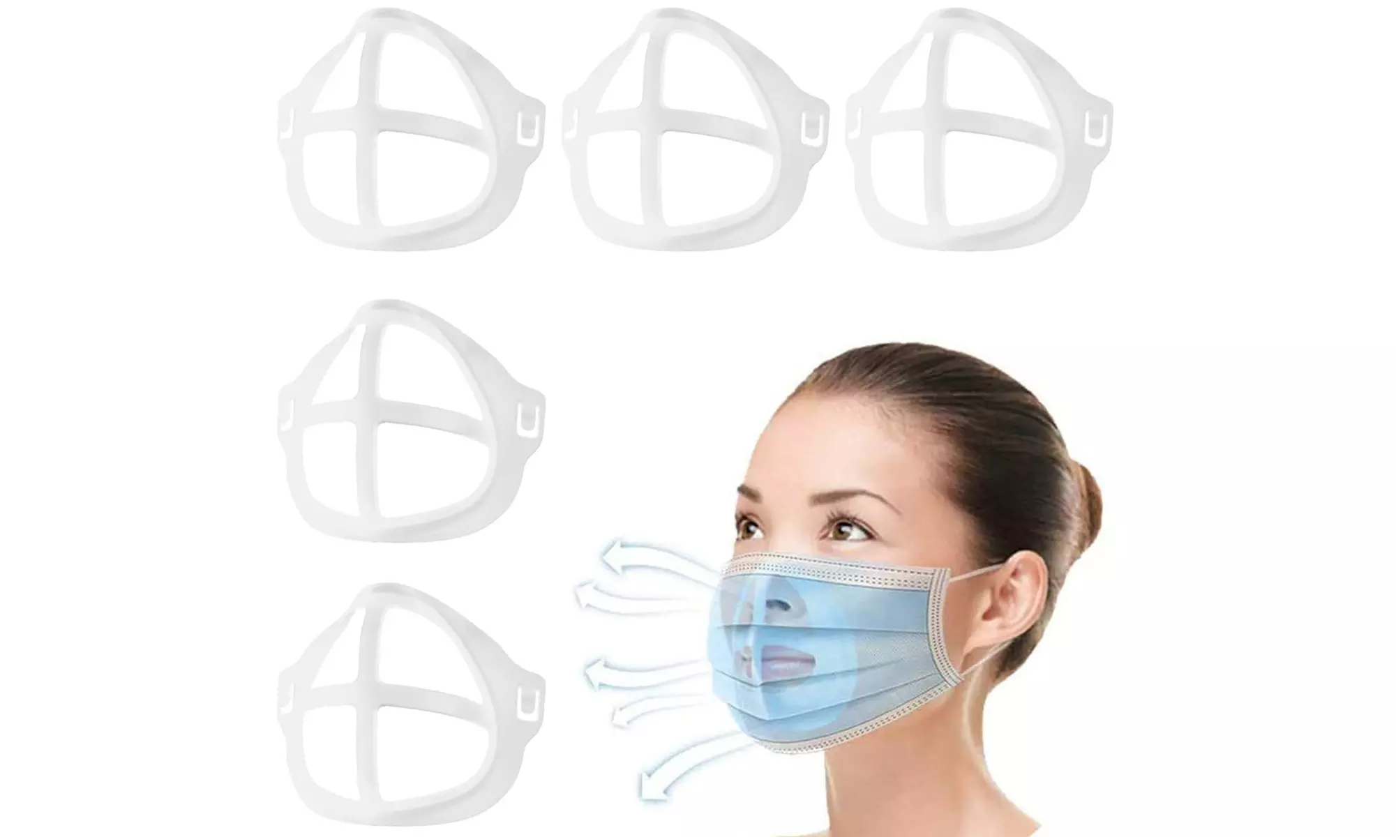 3D Internal Support Face Mask Bracket For Comfortable Breathing (5 or 10-Pack) - Primary Image