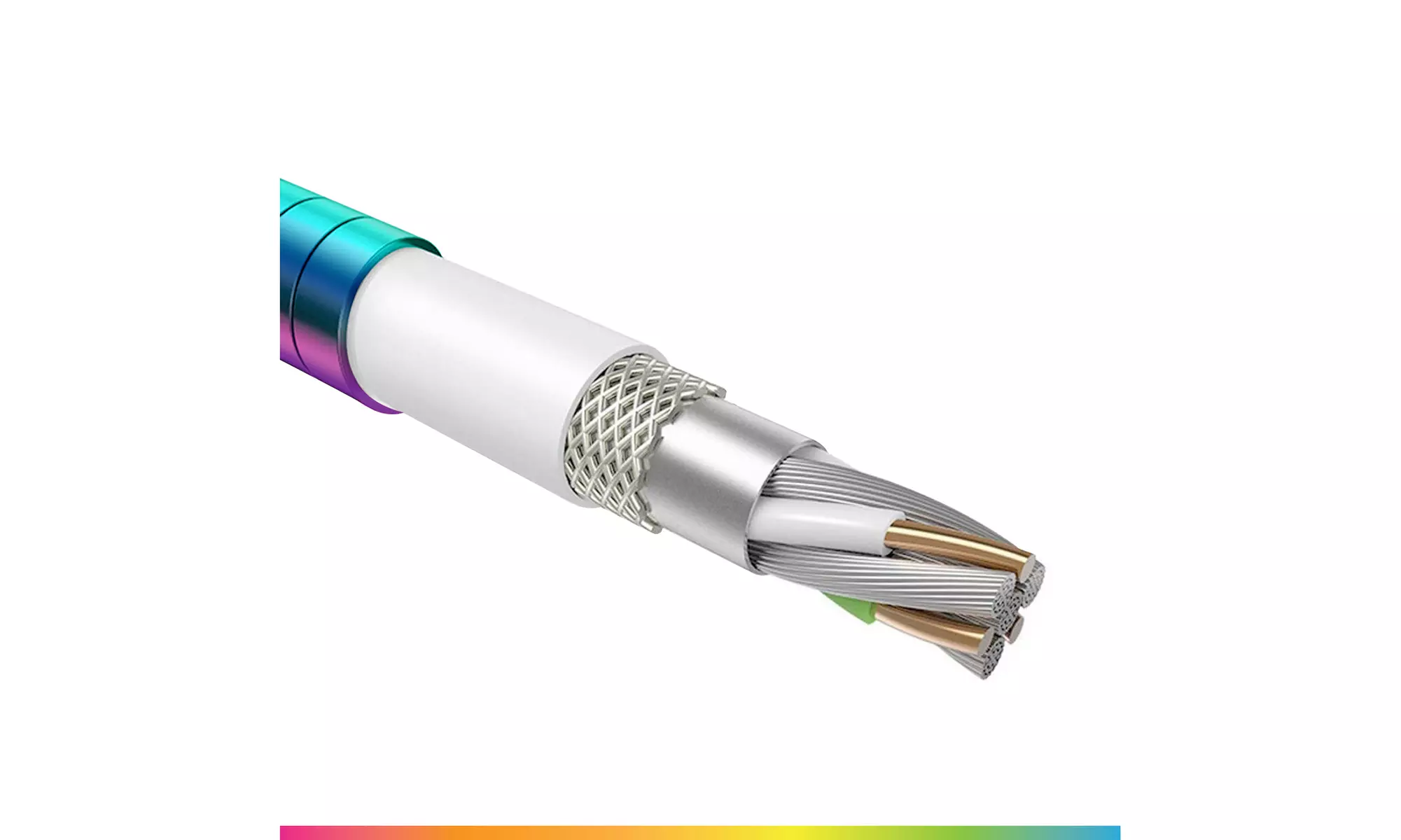 Polaroid USB Type-C Cable 5Ft, Spiral Metal with Aluminum Housing - Iridescent - Second Medium