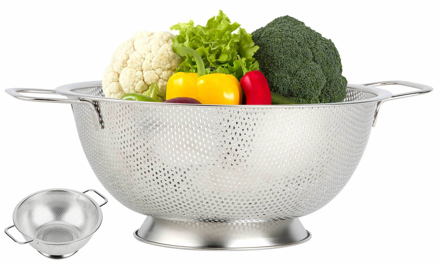 3 Qt Stainless Steel Colander Bowl with Handle for Cooking, Sifter Strainer