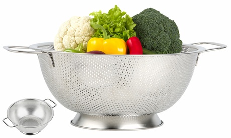 3 Qt Stainless Steel Colander Bowl With Handle For Cooking Sifter Strainer Silver