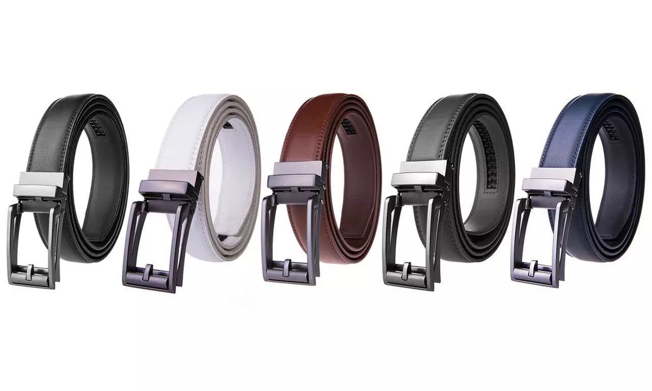 Braveman Men's Smooth Leather Automatic-Buckle Ratchet Classic Dress Belt - Primary Image