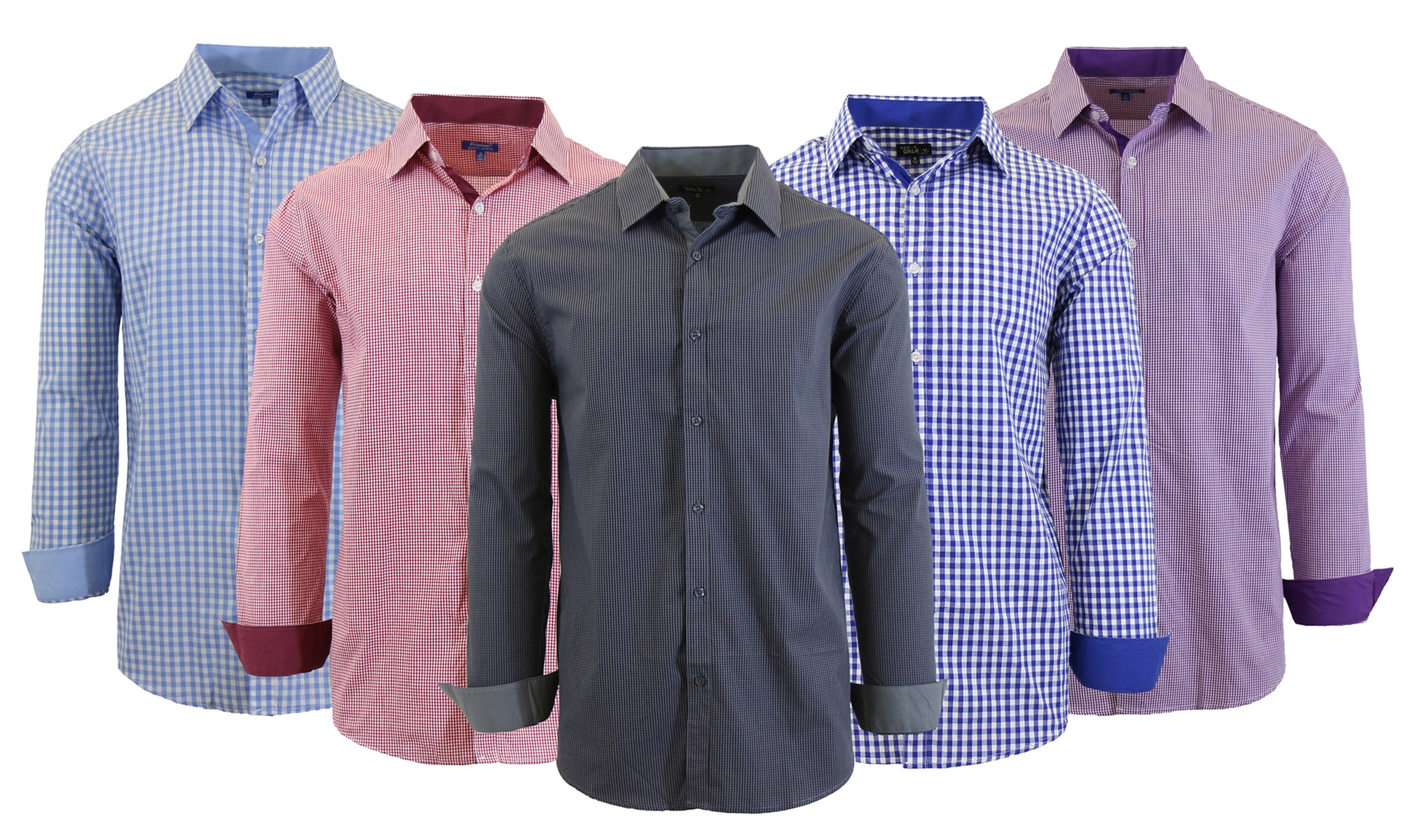 Men's Long Sleeve Solid & Pinstripe Slim-Fit Dress Shirts