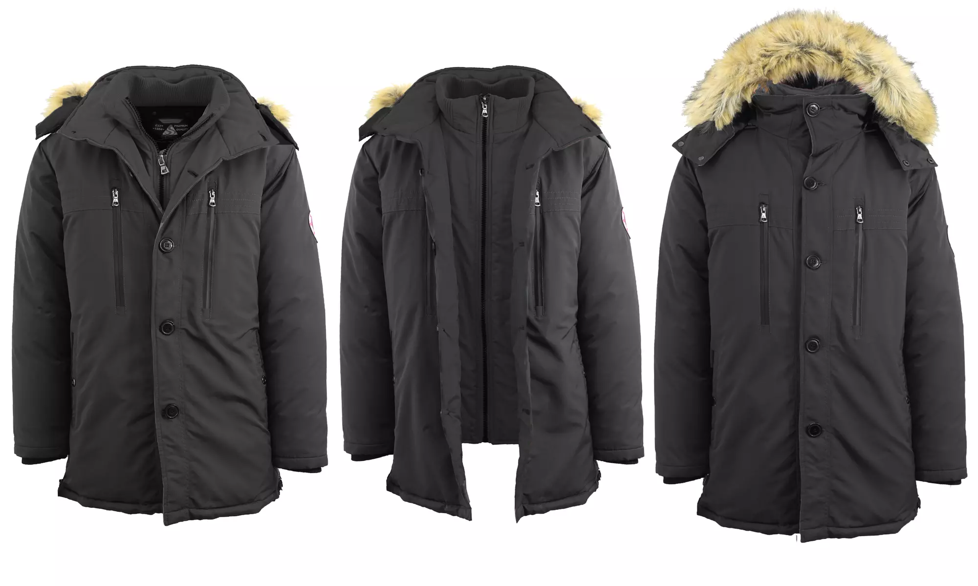 Spire By Galaxy Men's Heavyweight Parka Jacket with Detachable Hood (S-2XL)