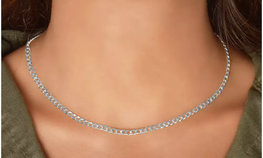 Italian Made "Kylie" Curb Chain in Solid Sterling Silver - Second Medium