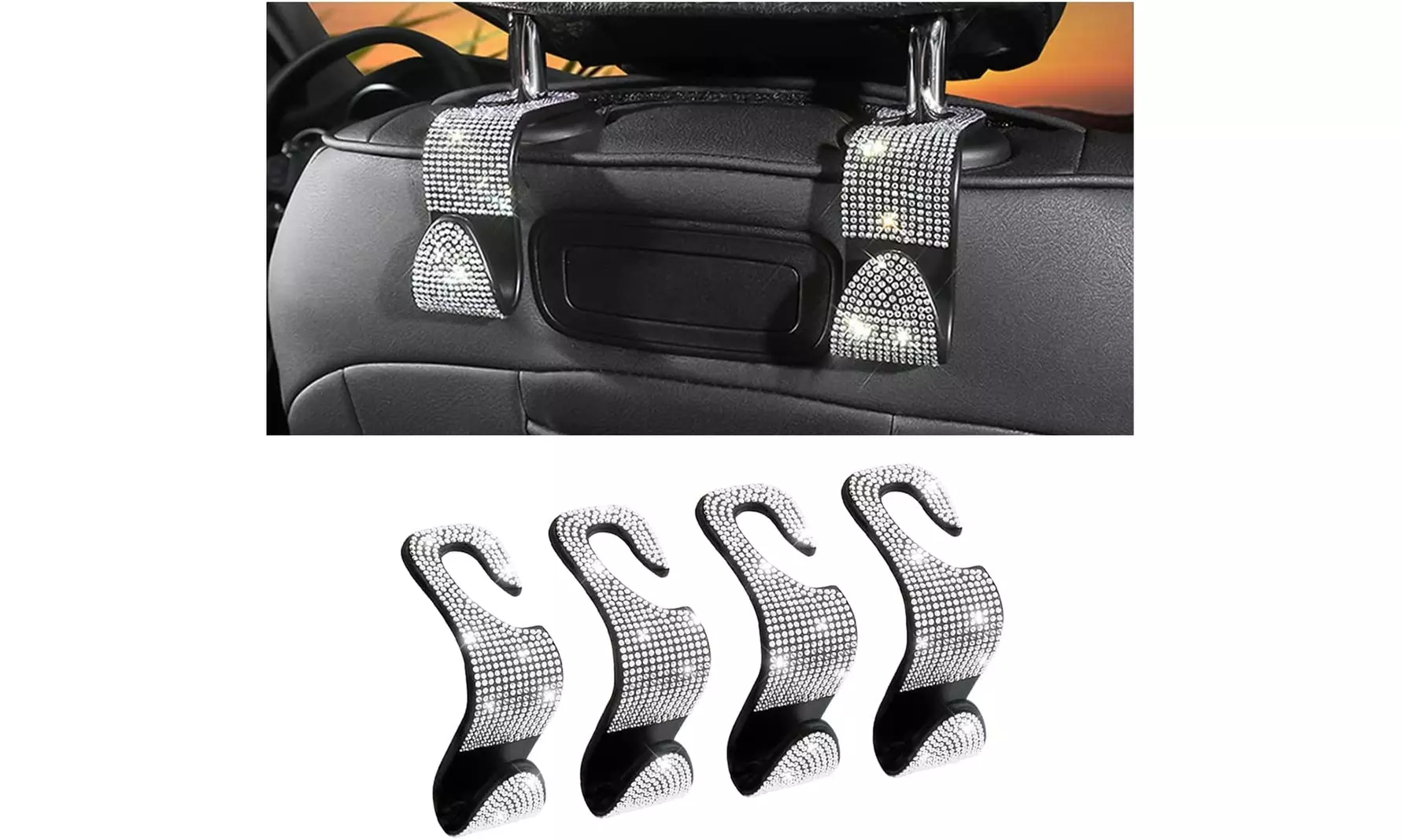 Bling Car Seat Headrest Hooks 4 Pack