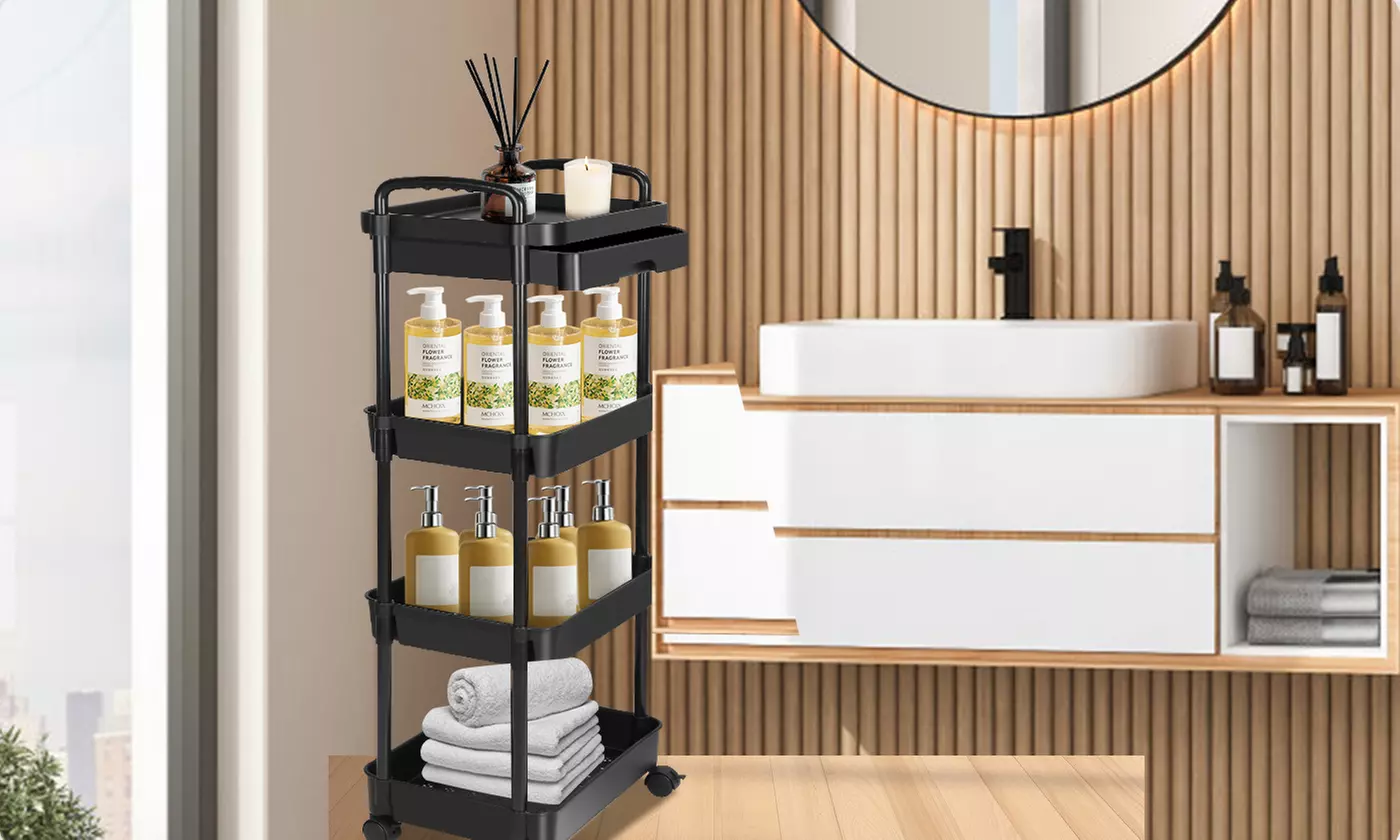 NewHome 3-Tier/4-Tier Rolling Storage Cart Mobile Shelving Unit Utility Cart