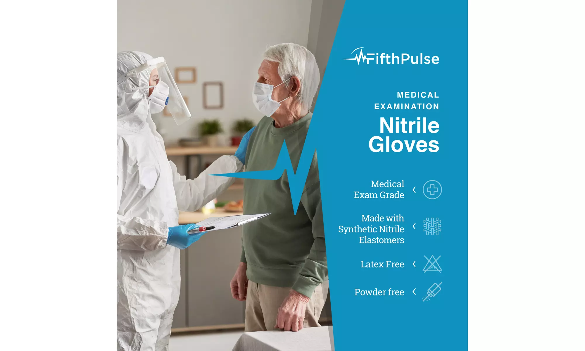 Fifth Pulse Nitrile Exam Latex Free & Powder Free Gloves - Box of 200 