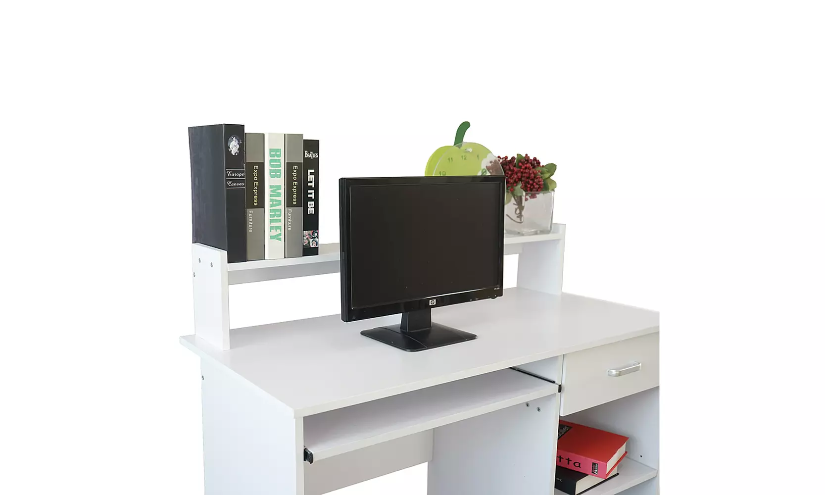 Computer Desk Study Table Workstation with Drawer and Keyboard Tray White - Second Medium