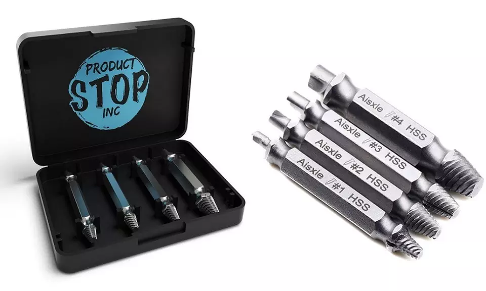 4 Pack Grab-it Extractor Set Universal Damaged Screw Extractor Kit - Second Medium
