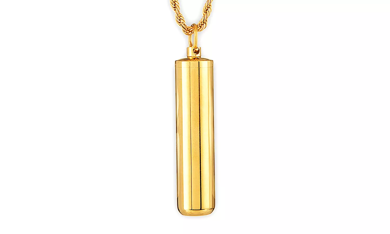 Gold Plated Stainless Steel Capsule Pendant - Primary Image
