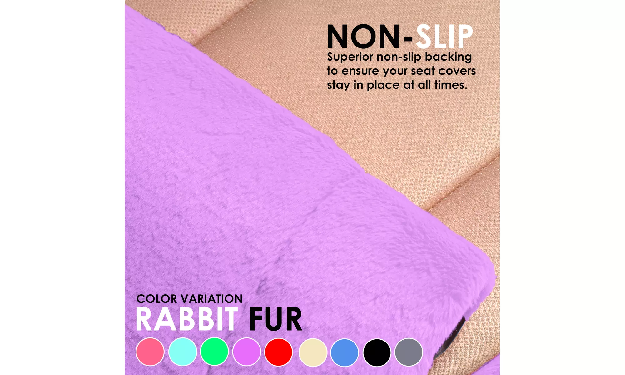 Doe16 Faux Rabbit Fur Car Seat Cushions Full Set - Primary Image