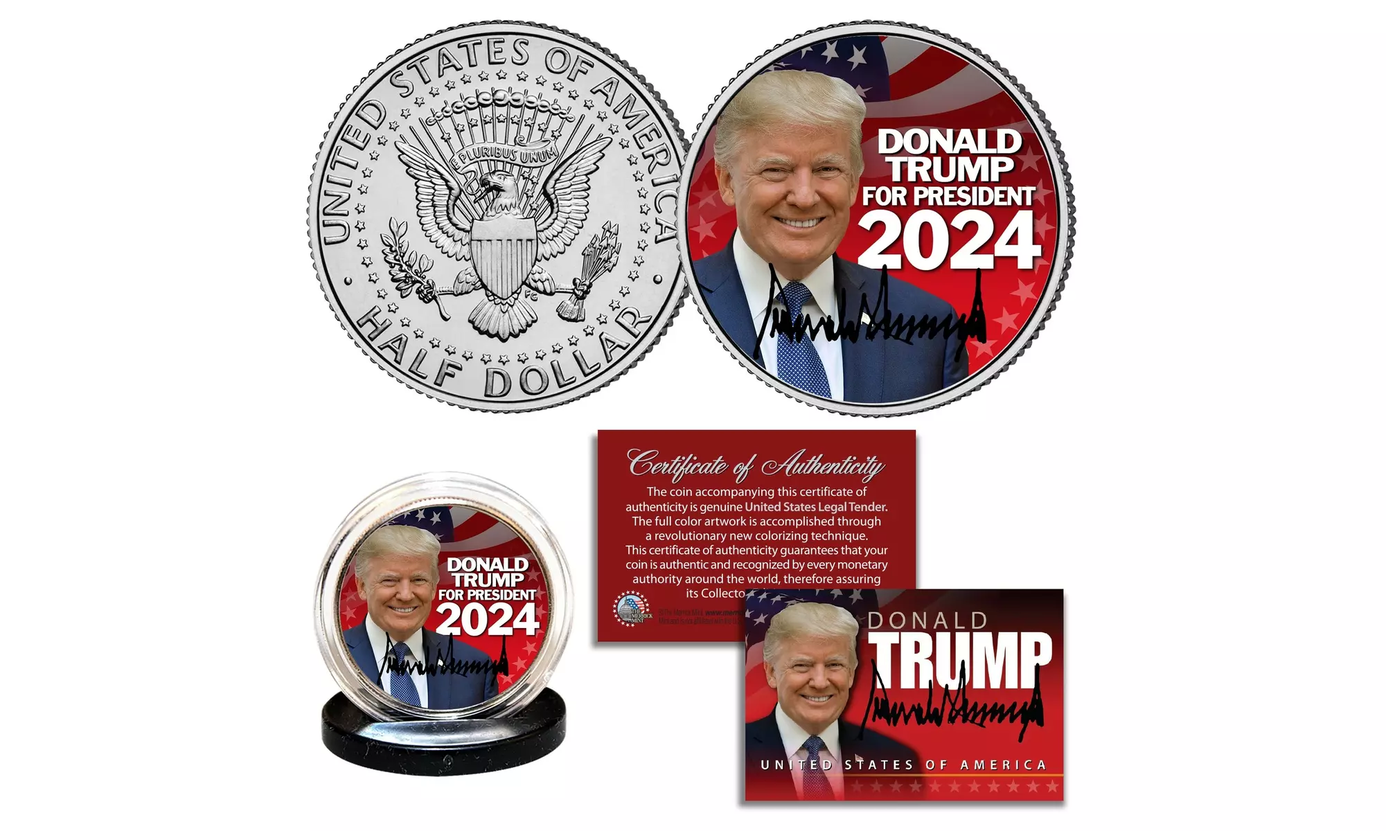 Donald Trump For President 2024 John F. Kennedy Half Dollar Coin - Primary Image