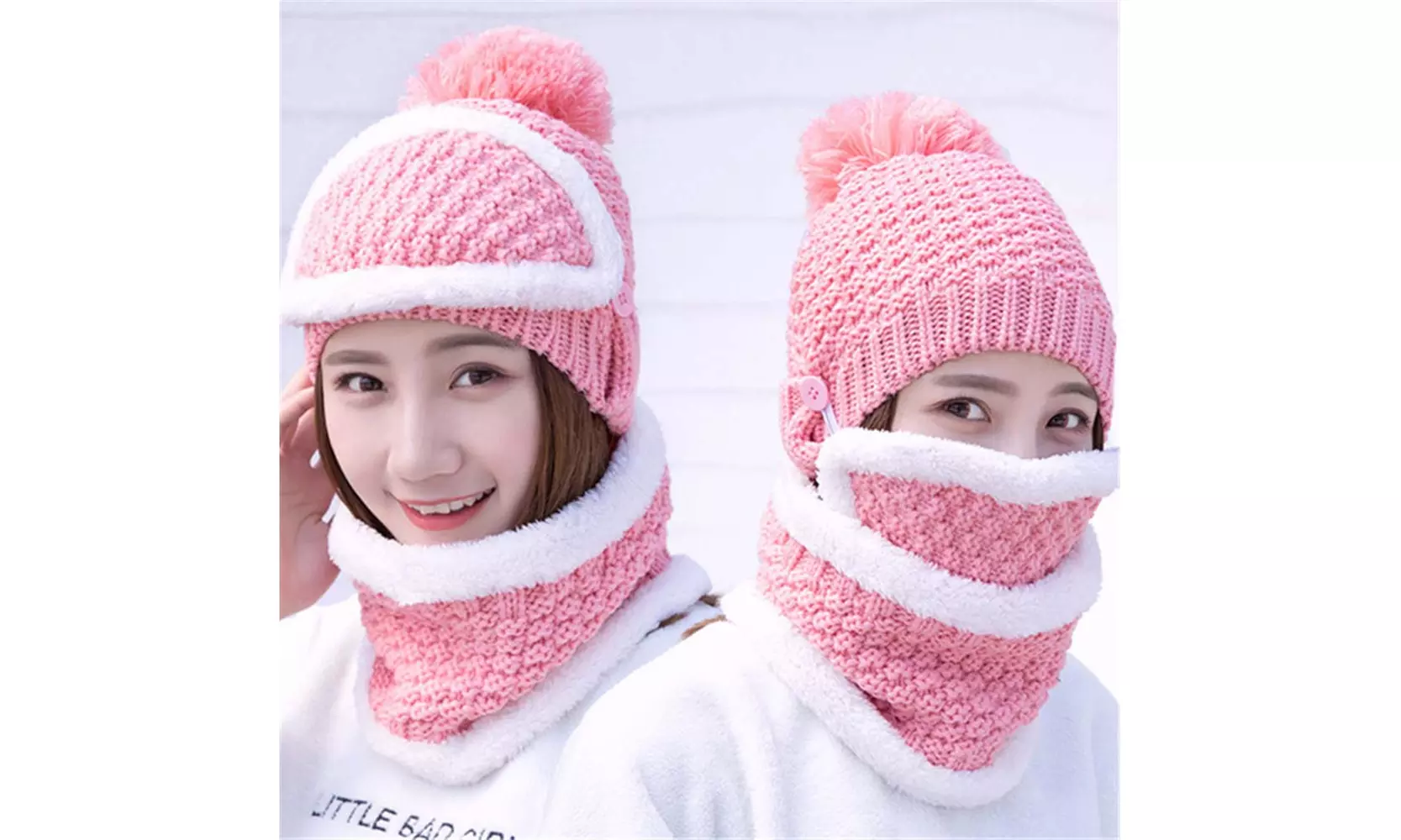 Women Winter Beanie Hat Scarf and Mask Set 3 Pieces Thick Warm Knit Cap - Primary Image