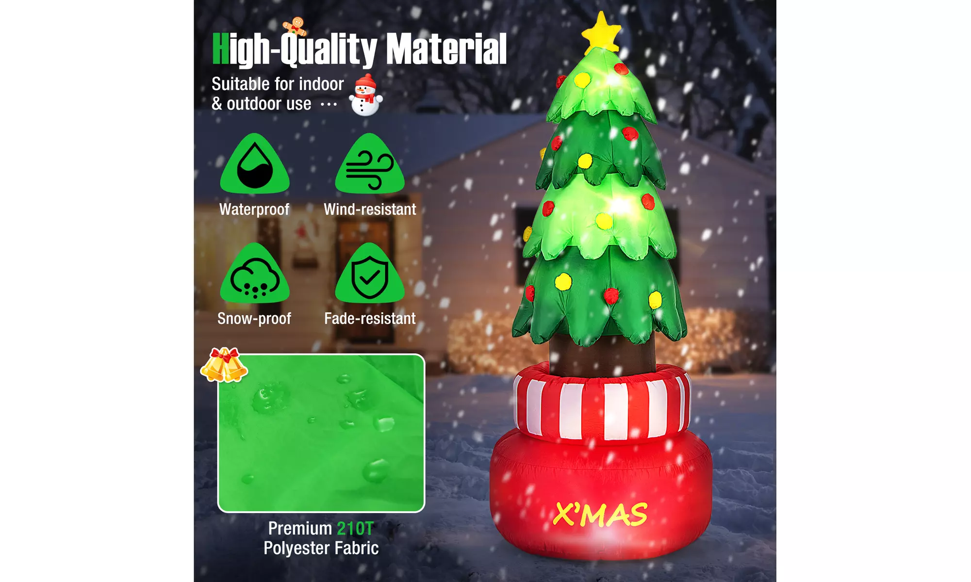 Costway Inflatable Christmas Santa Claus Helicopter Snowman Penguin Lights