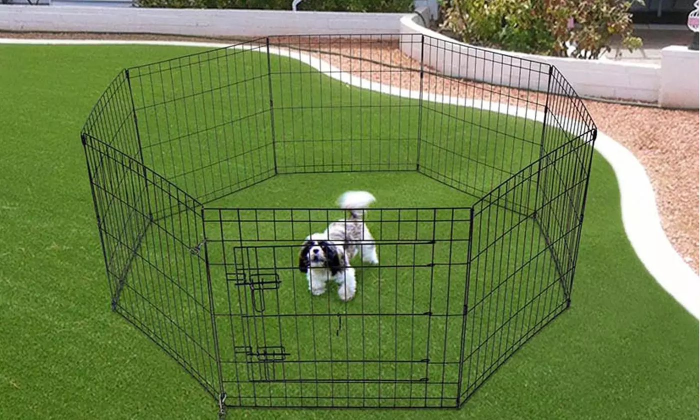 24"36"42"48" Folding Dog Play Pen Crate Fence Pet Playpen Exercise Cage w/Door - Primary Image