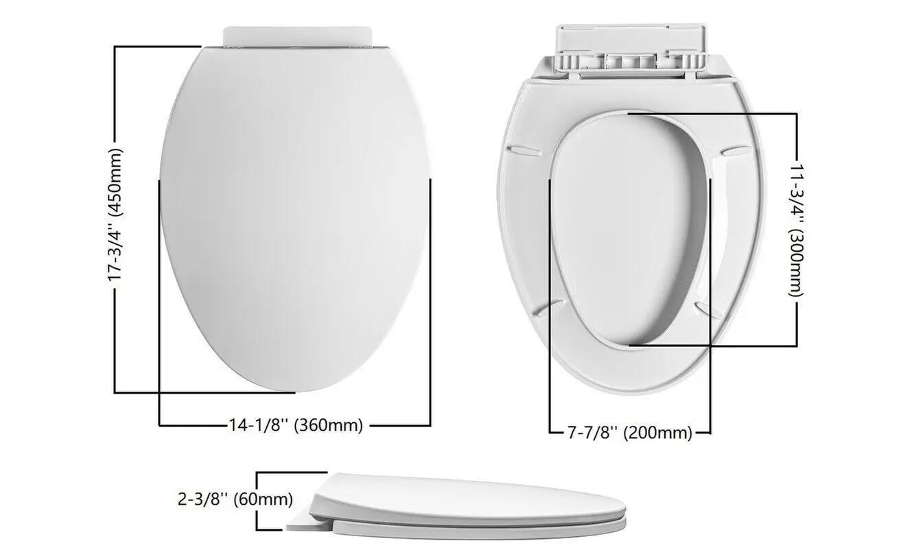 Long toilet seat with lid Quiet closing toilet lid Durable