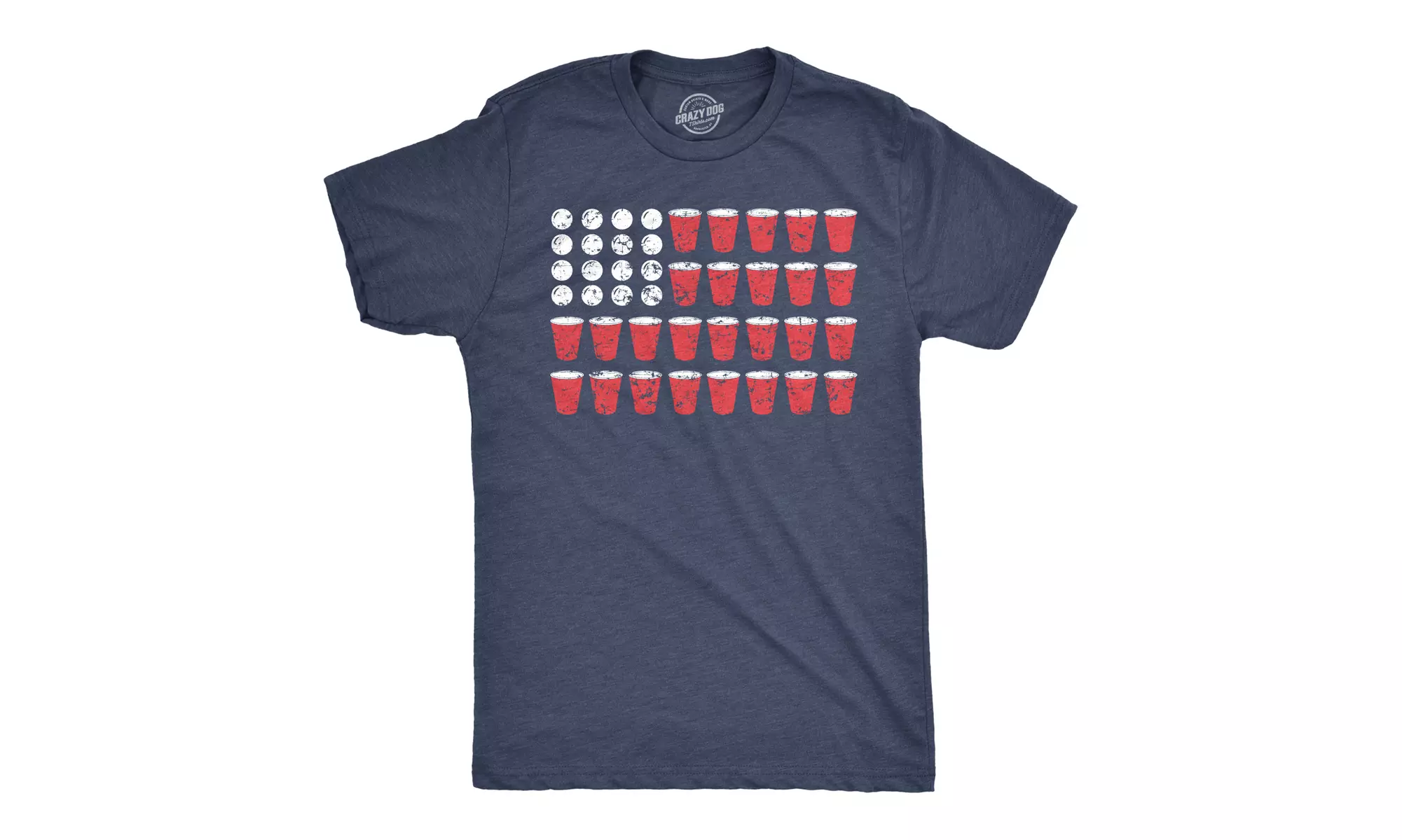 Mens American Flag Beer Pong Tshirt Funny Fourth Of July Drinking Tee For Guys - Primary Image