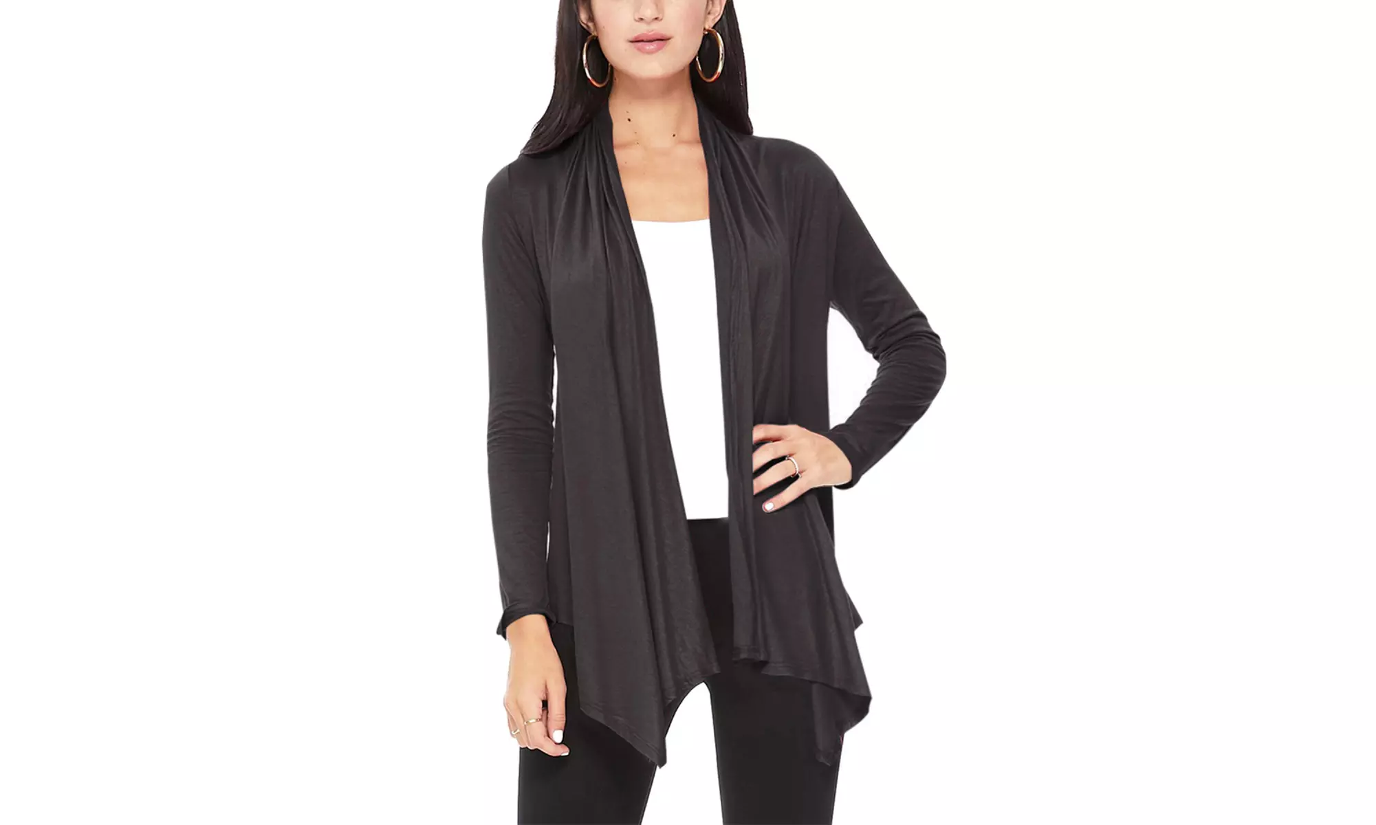 Women's Casual Long Sleeve Open Front Draped Cardigan (Pack of 2)