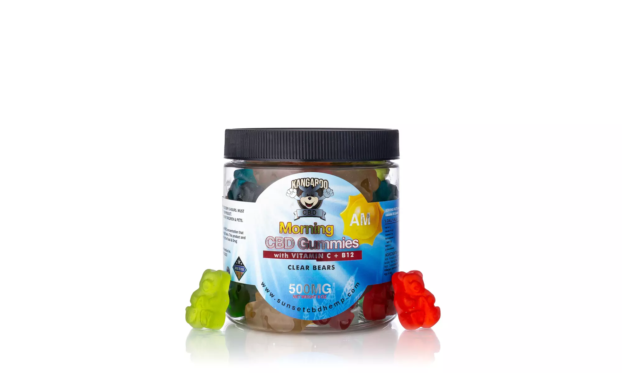 CBD for AM & PM with B12, Vitamin C & Melatonin Infused Gummies from Kangaroo