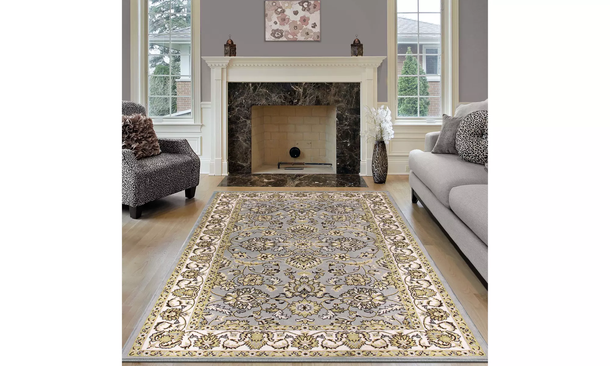 Superior Lille Traditional Floral Indoor Area Rug Or Runner Rug or Door Mat
