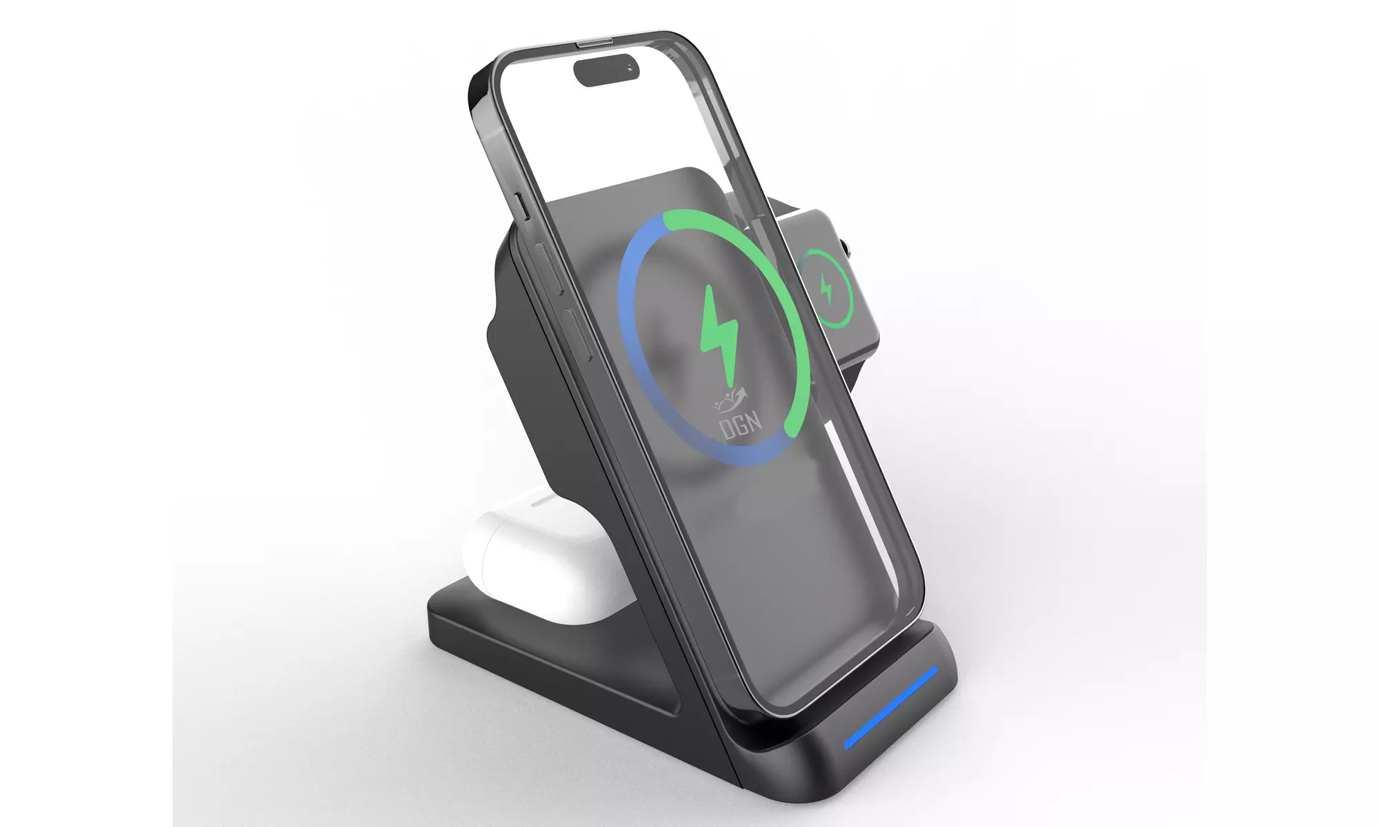 3 in 1 Charging Station Compatible with QI Devices